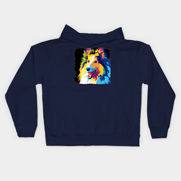 Collie Pop Art - Dog Lover Gifts Kids Hoodie by PawPopArt